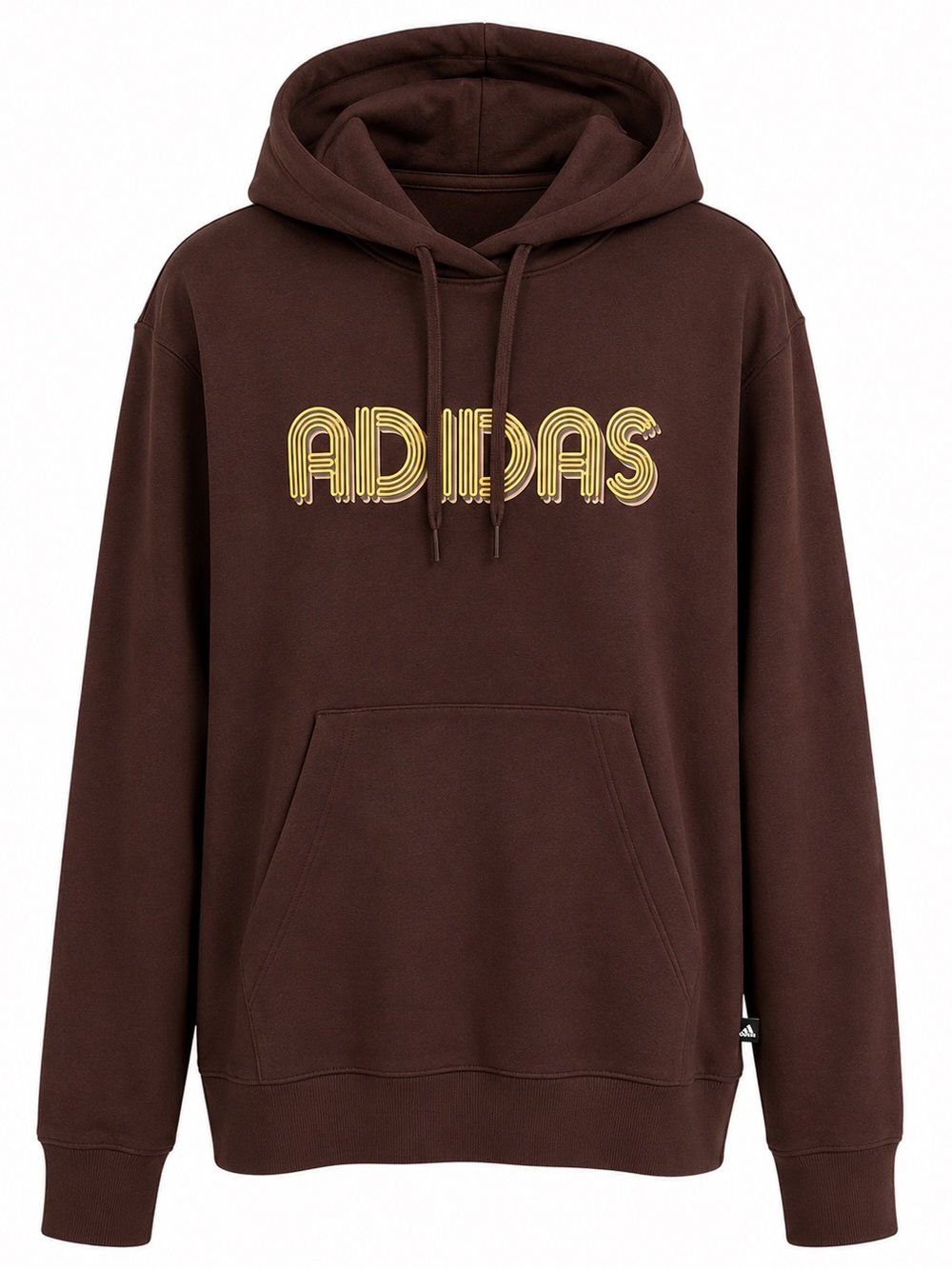 ADIDAS Retro Logo Hoodie Brown Pullover Kangaroo Pocket